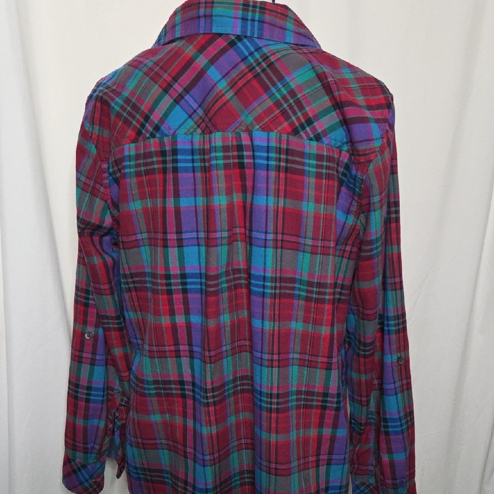 Talbots Multicolor Plaid 100% Cotton Button Down Shirt Size 1X - Picture 3 of 5